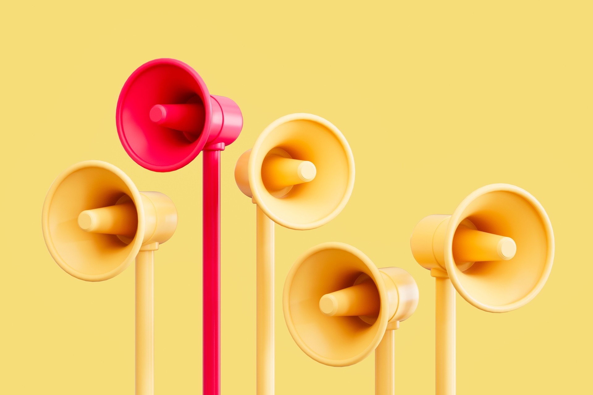 Megaphones, leadership concept